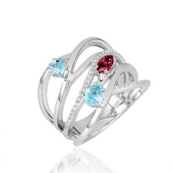 Breuning Ring - Edel Topas hell/e.rosa Turmalin/Brillant 0,21 Ct