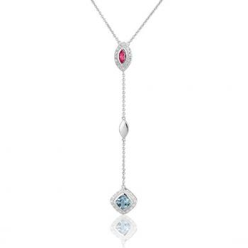 Breuning Collier - Edel Topas hell/e.rosa Turmalin/Brillant 0,24