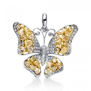 Diamant Anhänger 585er Weißgold / Gelbgold Schmetterling 3D592WG