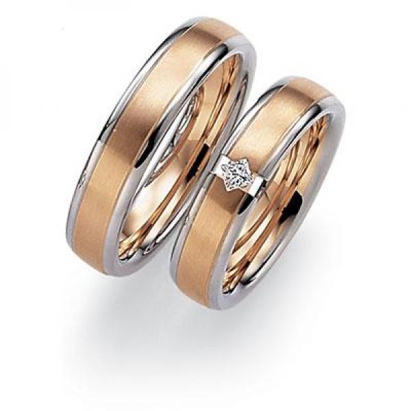 August Gerstner Trauringe Weiss-Rosegold 4/27179/5 + 27179/5