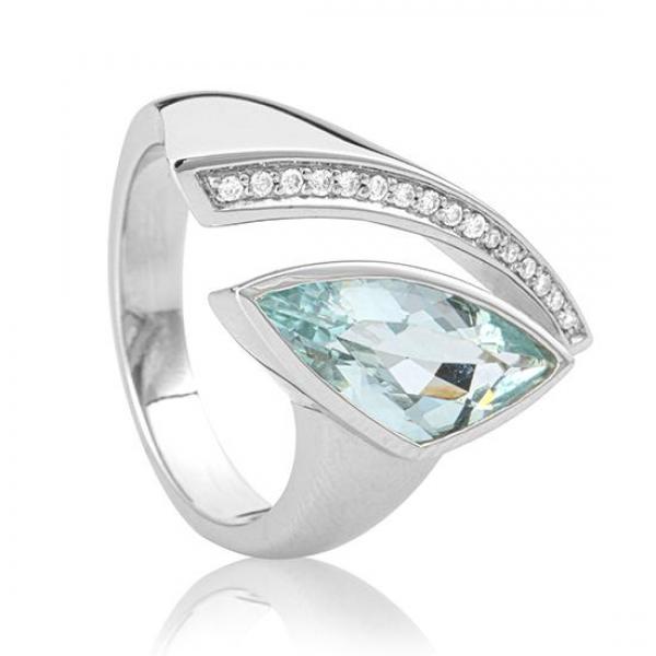 Breuning Ring - E.Aquamarin/Brillant 0,108 Ct. w/si 41040090