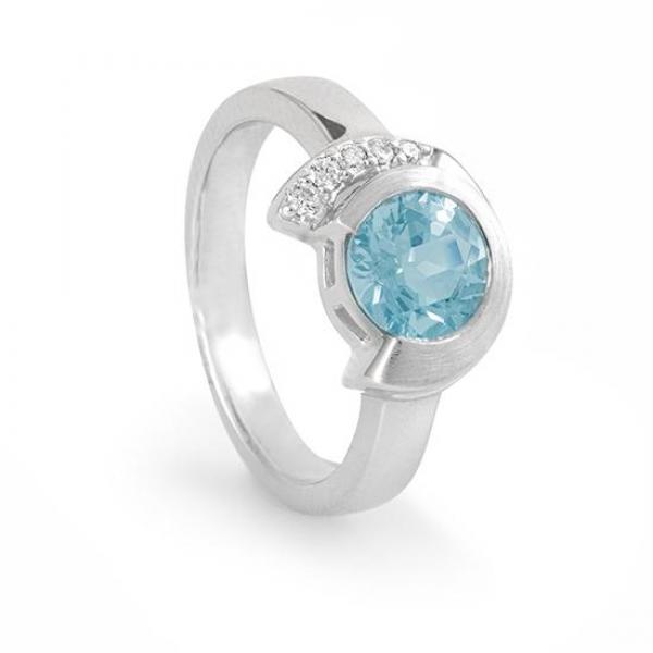 Breuning Ring - E.Aquamarin/Brillant 0,064 Ct. w/si 41042570