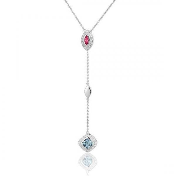 Breuning Collier - Edel Topas hell/e.rosa Turmalin/Brillant 0,24